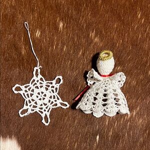 Crochet Angel and Snowflake Ornaments, set of 2
